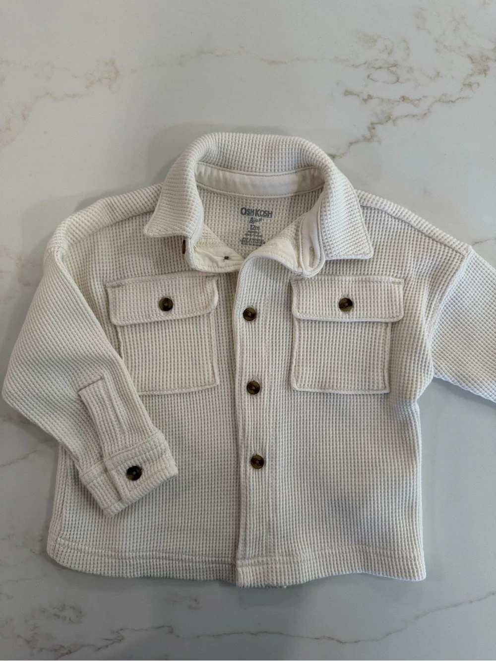 OshKosh Cream Waffle Knit Button-Up
